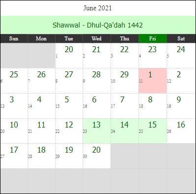 11 june 2021 islamic date